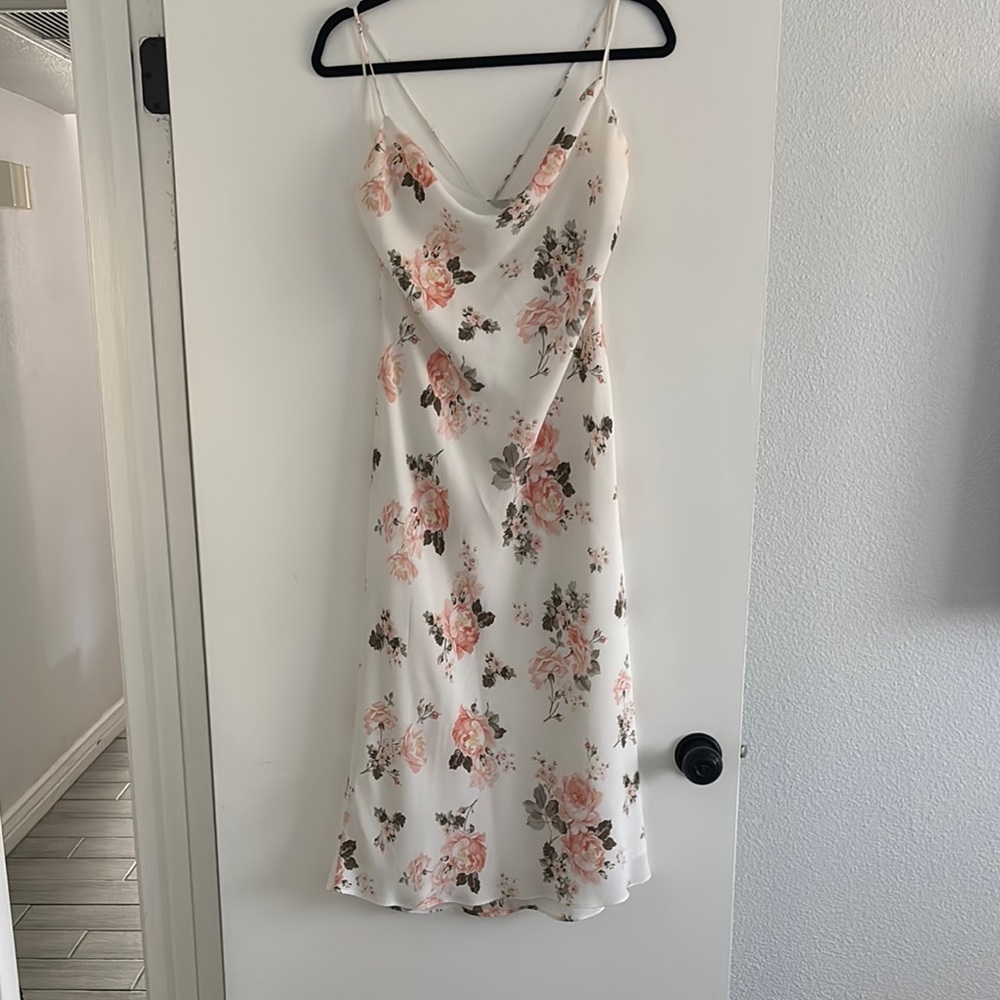 Abercrombie & Fitch White Cowneck Midi Dress